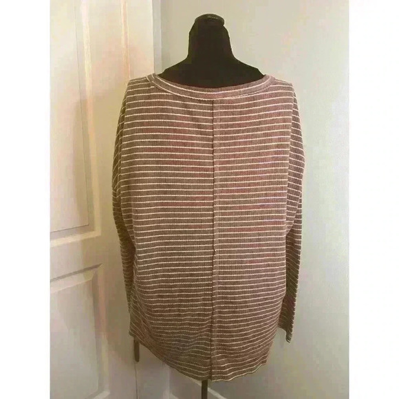 In Loom Womens Large Ribbed Long Sleeve Stripped Loose‎ Henley Style Shirt NWOT - Picture 3 of 9
